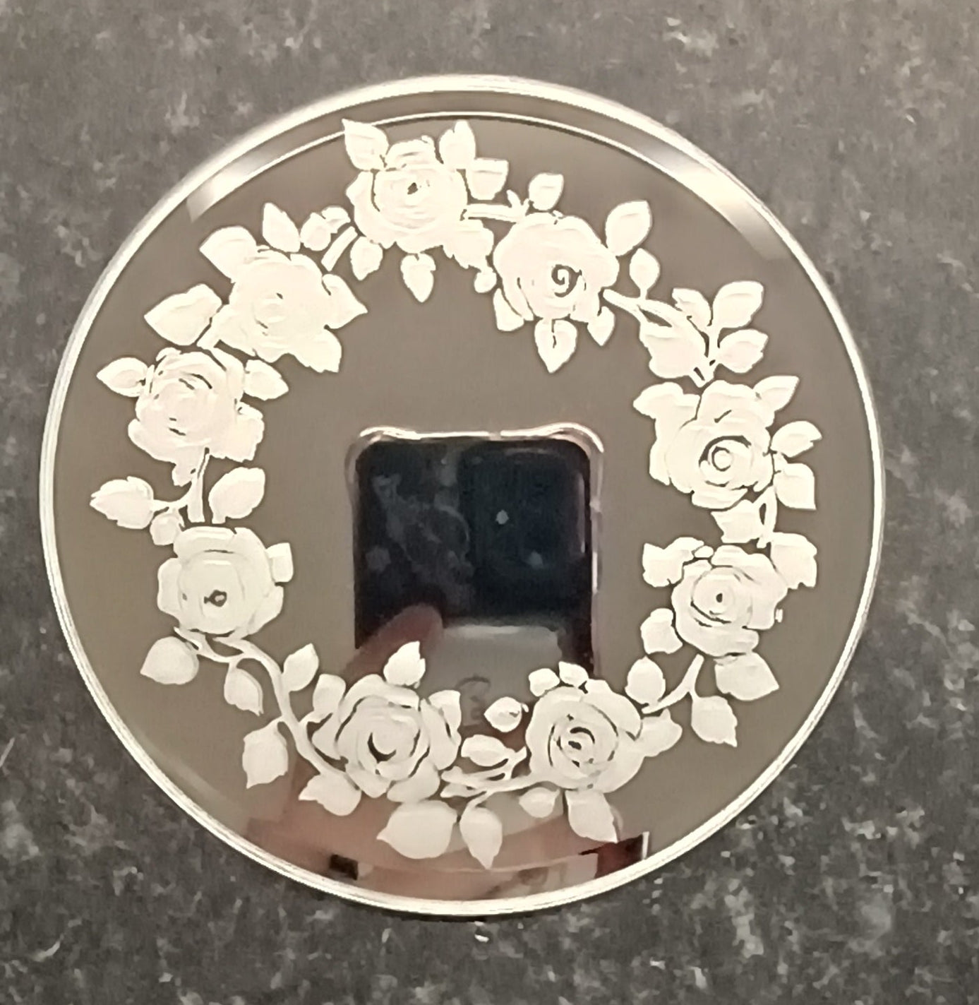 Etched ring of roses mirror