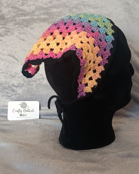 L - Ombre Pastel rainbow bandana with black boarder