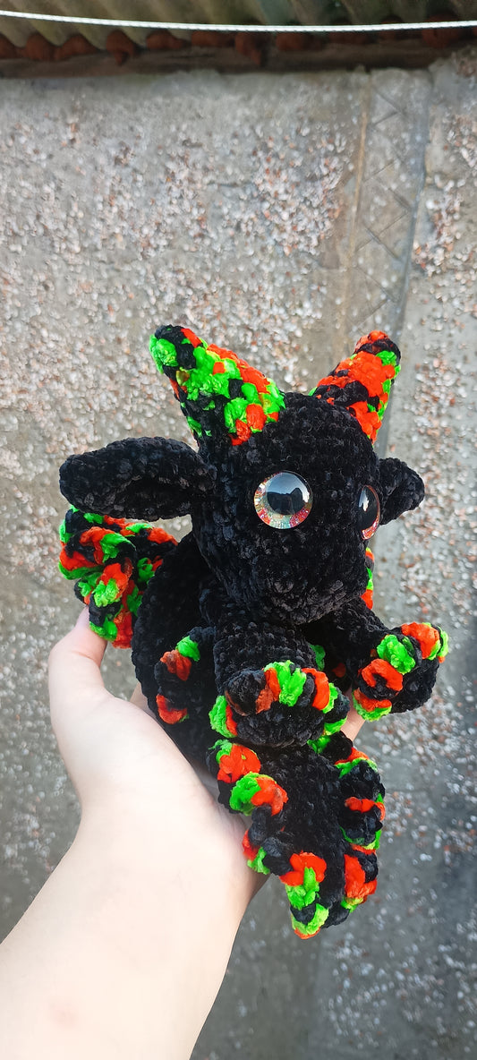 Black green and orange spooky dragon snuggler