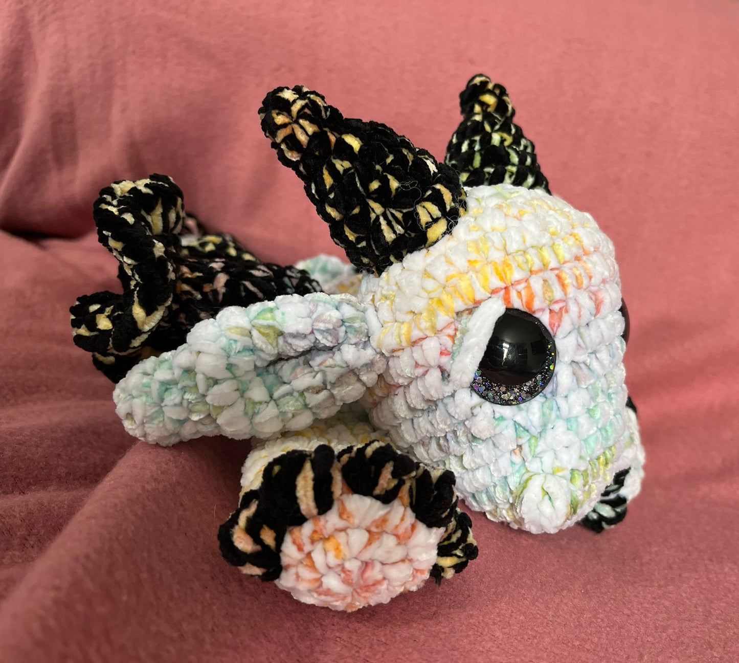 White and Black Rainbow Dragon Snuggler