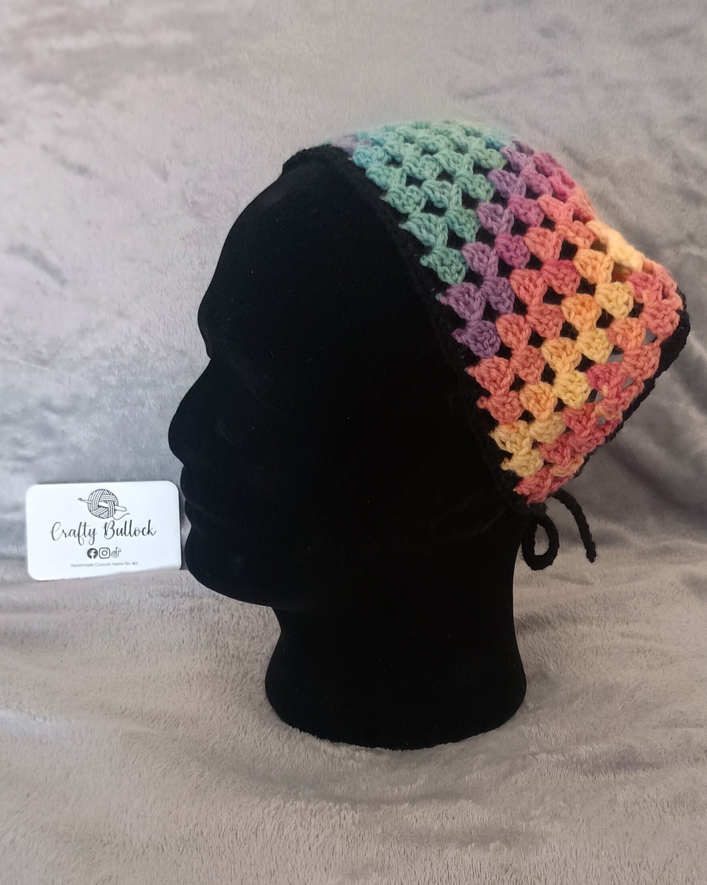 L - Ombre Pastel rainbow bandana with black boarder