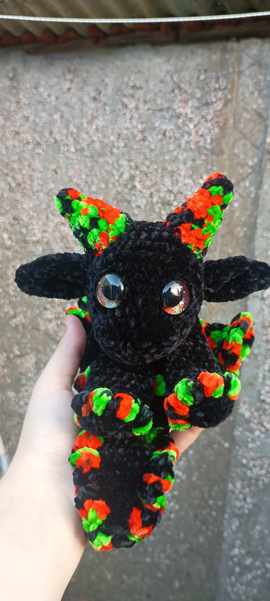 Black green and orange spooky dragon snuggler