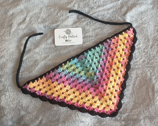 L - Ombre Pastel rainbow bandana with black boarder