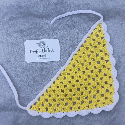 S - Light yellow and white bandana