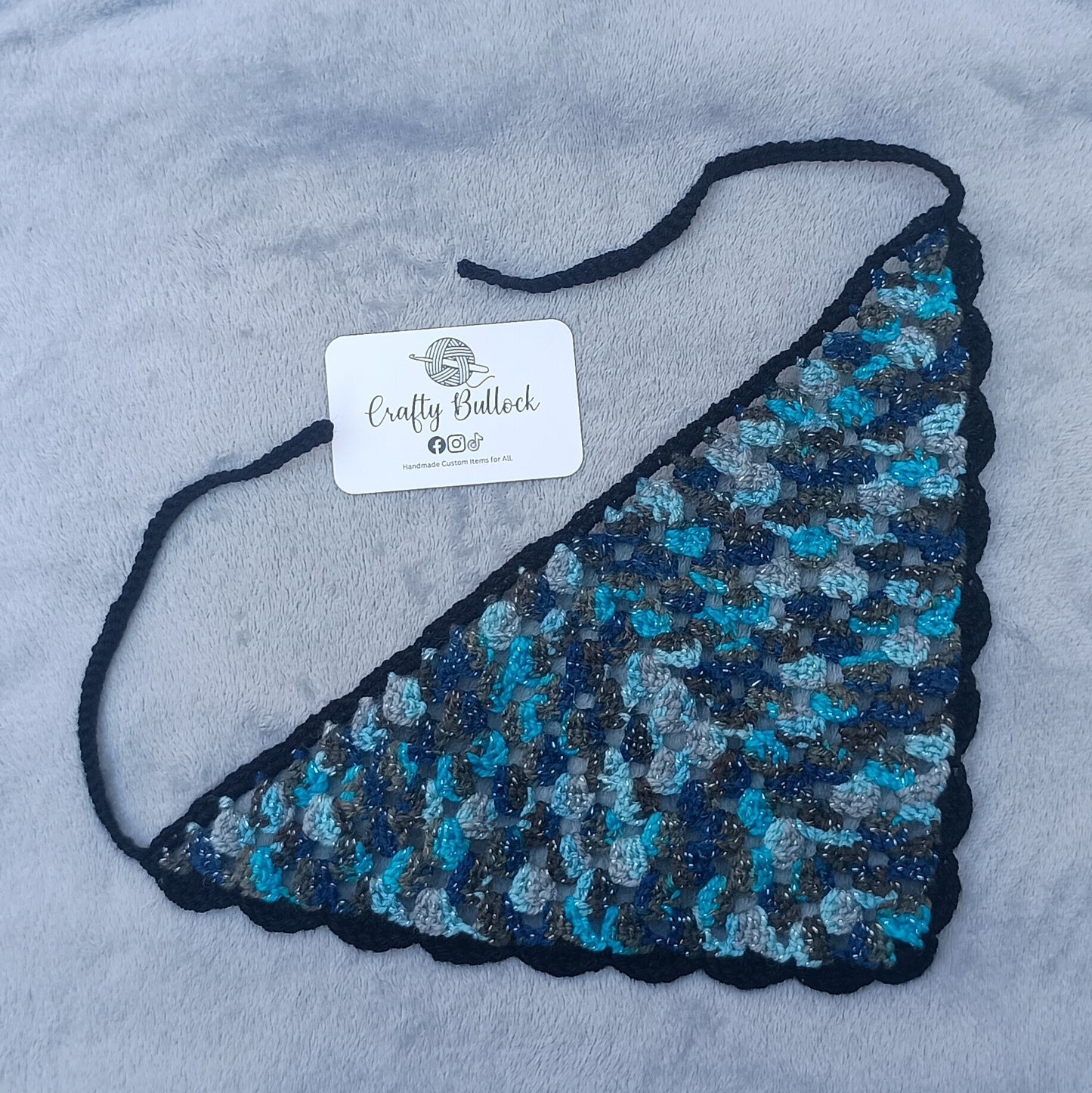 M - Mixed blue and grey sparkly bandana