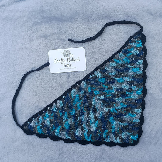 M - Mixed blue and grey sparkly bandana