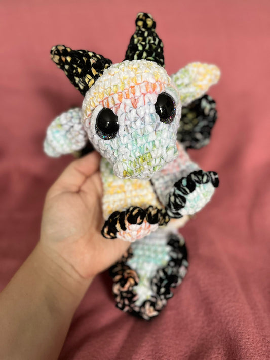 White and Black Rainbow Dragon Snuggler