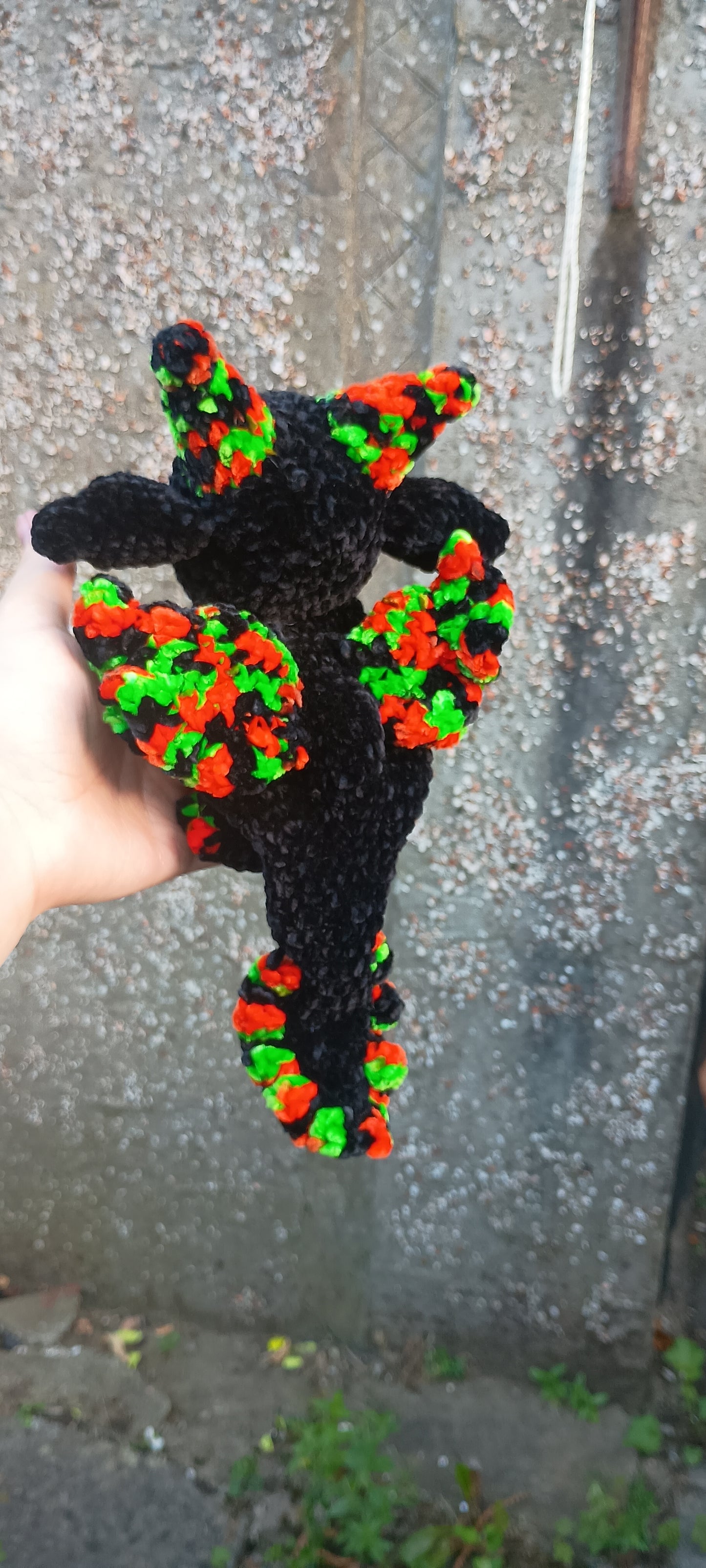Black green and orange spooky dragon snuggler