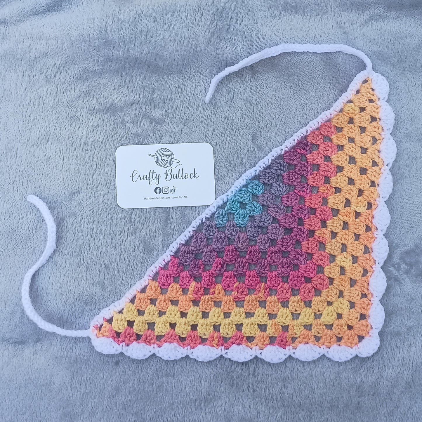 S - Pastel rainbow and white bandana
