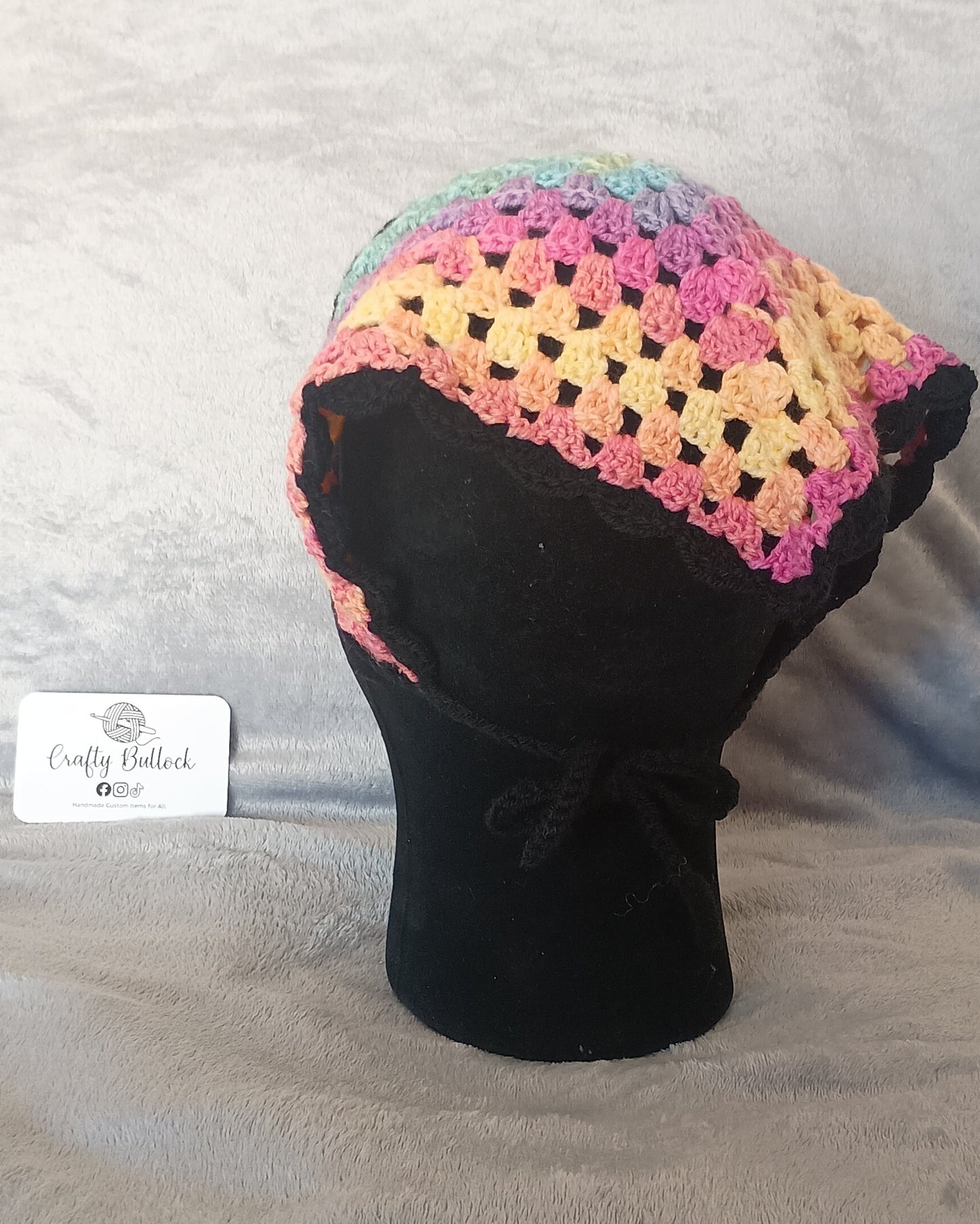 L - Ombre Pastel rainbow bandana with black boarder