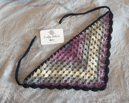 L - Purple white and grey ombre bandana with black boarder