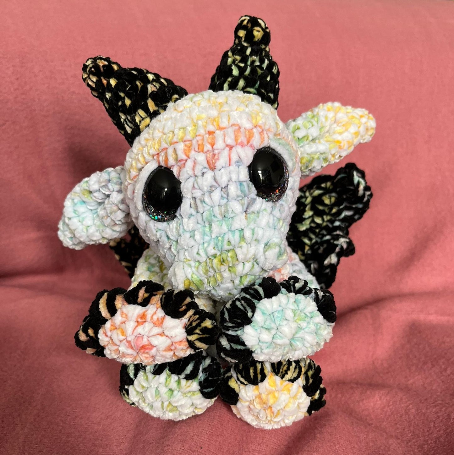 White and Black Rainbow Dragon Snuggler