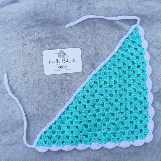 M - Light blue and white bandana